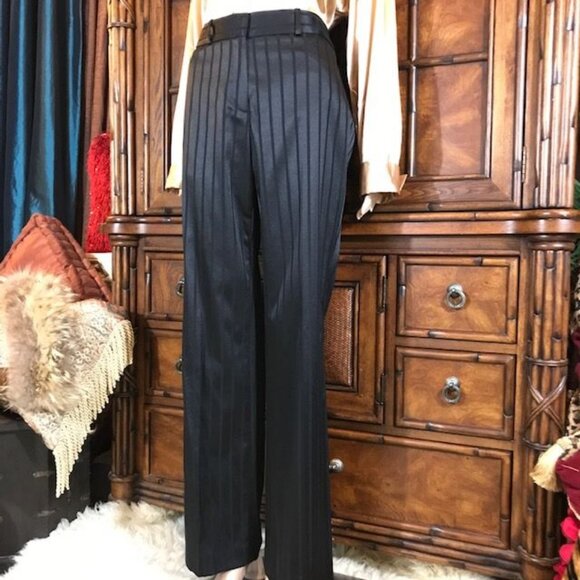 NWOT Anne Klein Onyx Textured Tuxedo Stripe Stretch Cotton Blend Trouser - Picture 2 of 9